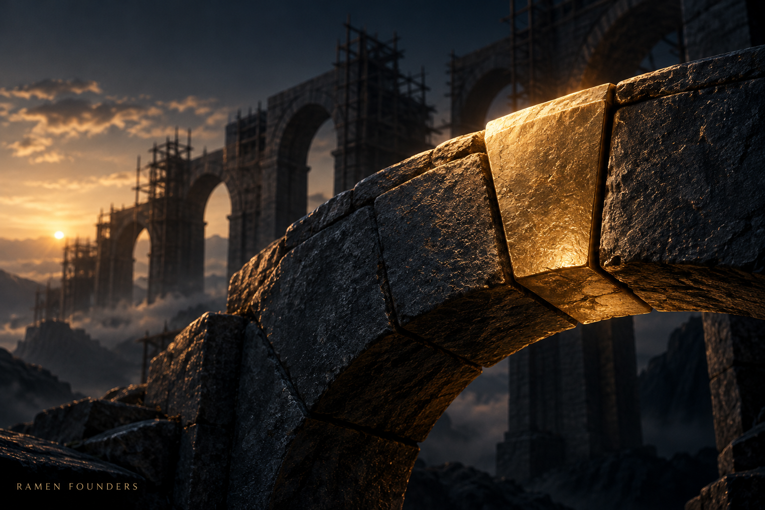 A gold piece completes a section of a dark stone arch, an editorial metaphor for adding evidence to a decision.